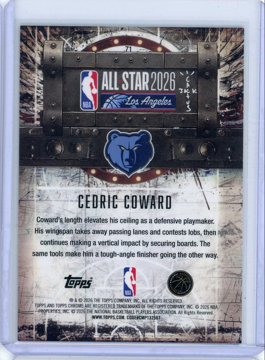 Cedric Coward 2025-26 Topps Chrome Cactus Jack ASG laser ref. rc #'d 20/25