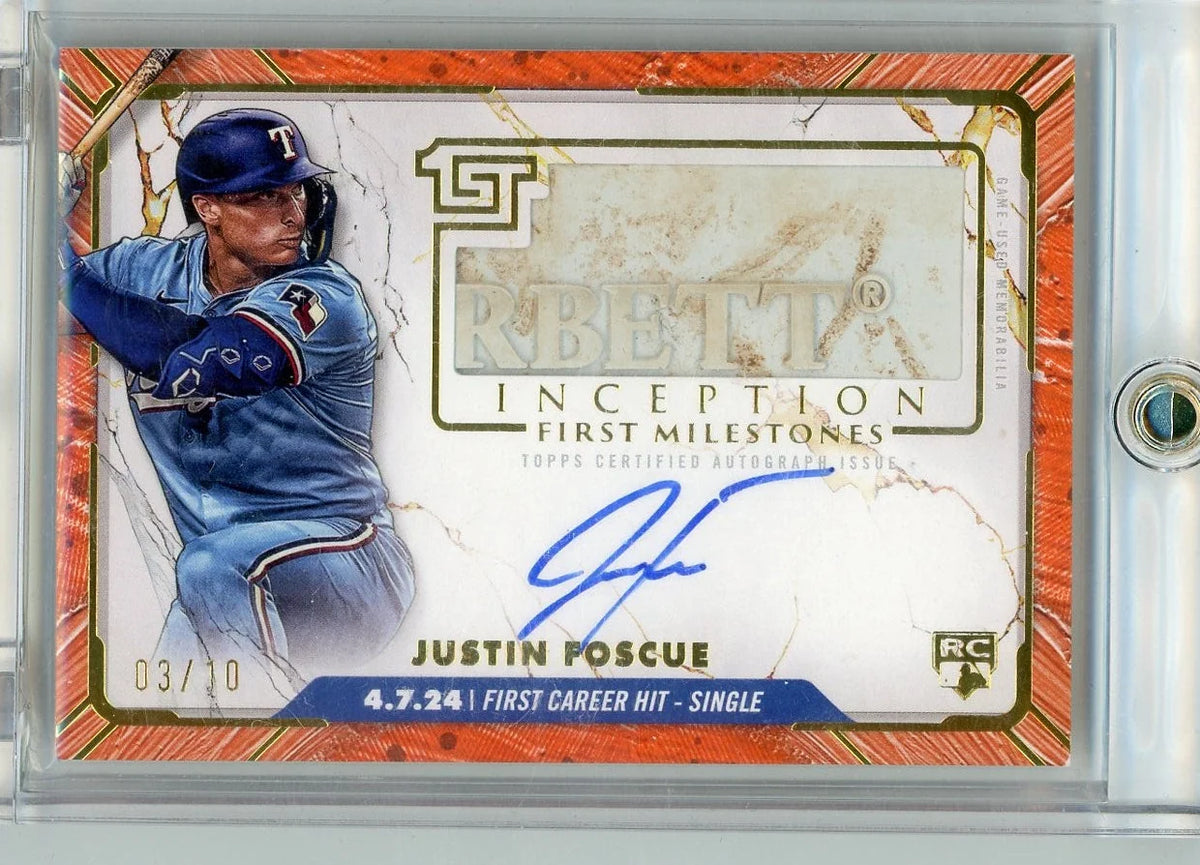 Justin Foscue 2024 Topps Inception First Milestones RPA #'d 03/10