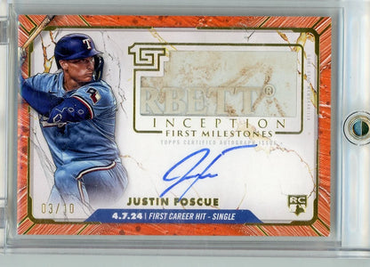 Justin Foscue 2024 Topps Inception First Milestones RPA #'d 03/10