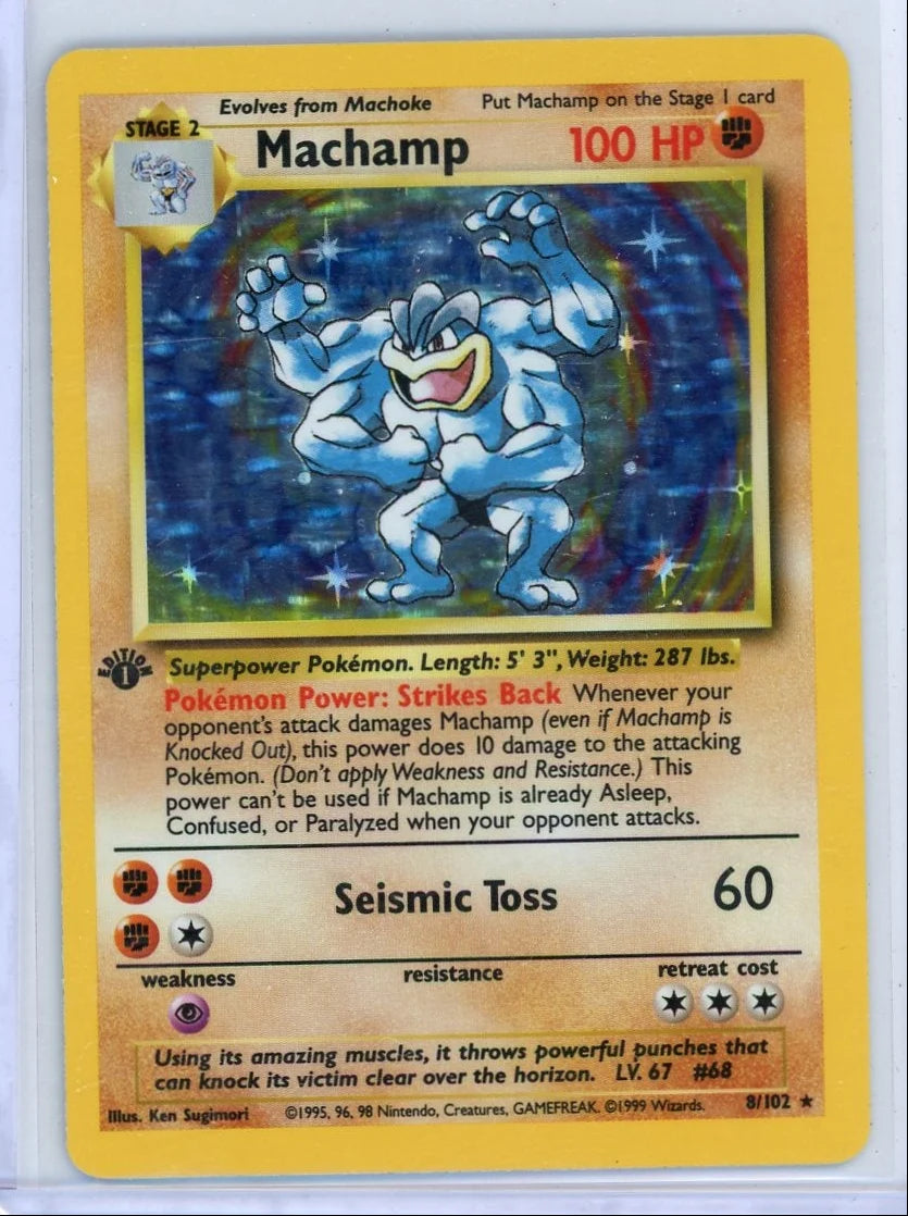 Machamp Pokémon Base Set 1st Edition Unlimited Holo #8/102
