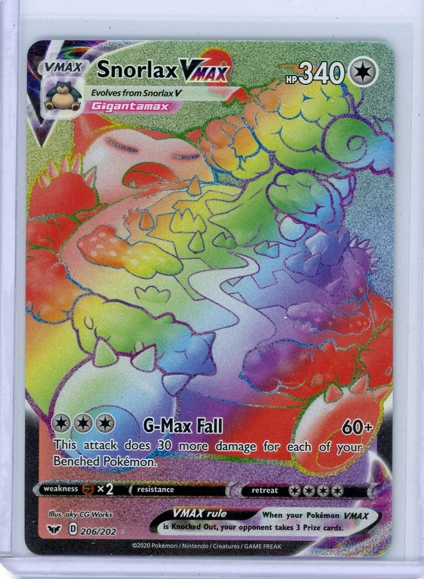 Snorlax Vmax Pokémon Sword & Shield Base Set Secret Rare #206/202