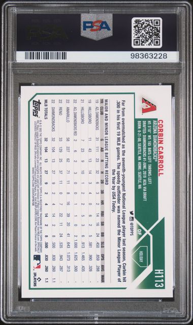 Corbin Carroll 2023 Topps Holiday RC PSA 10