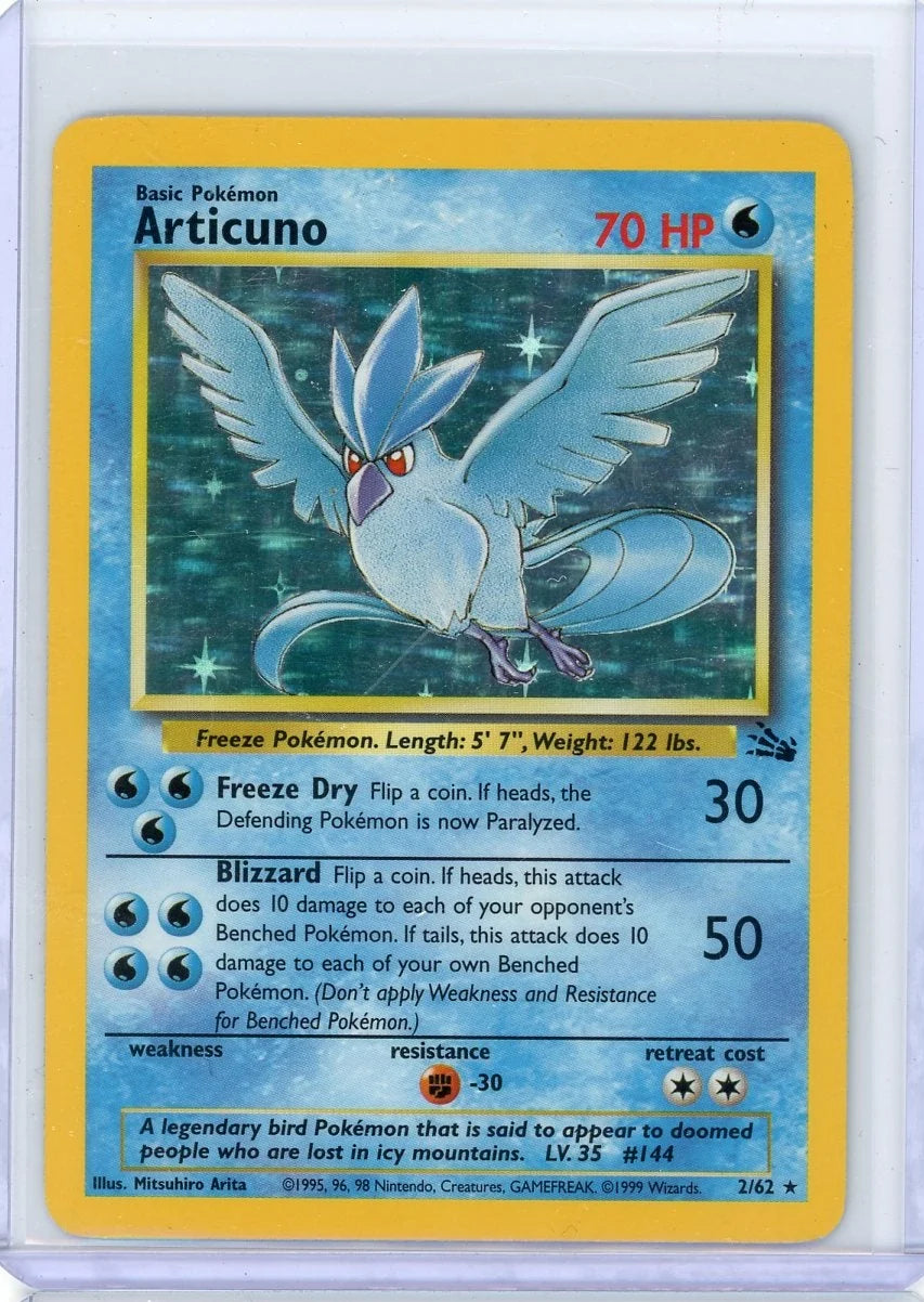 Articuno Pokemon Fossil Unlimited Holo Rare #2/62 MP