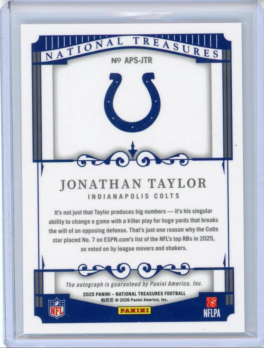 Jonathan Taylor 2025 Panini National Treasures All Pro Signatures #'d 64/99