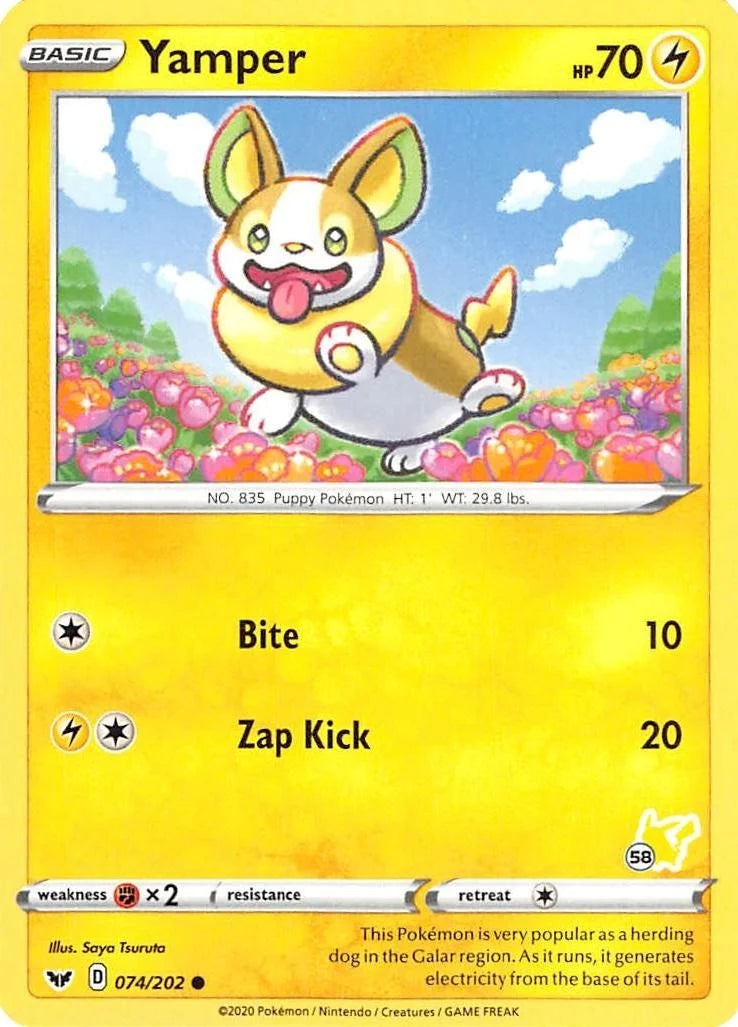 Yamper - 074/202 (#58 Pikachu Stamped) (074/202) (Battle Academy 2022) (BA22)