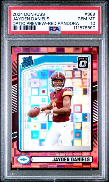Jayden McDaniels 2024 Donruss Optic Preview Red Pandora Prizm PSA 10