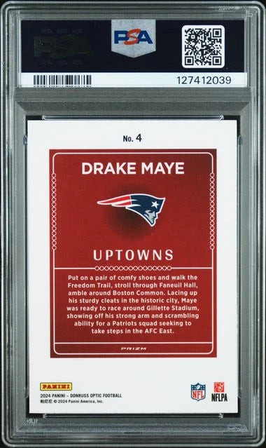 Drake Maye 2024 Panini Donruss Optic Uptowns rookie card PSA 9