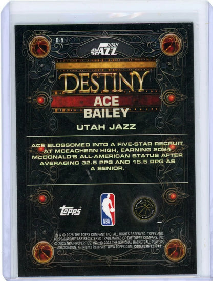 Ace Bailey 2025-26 Topps Chrome Destiny RC