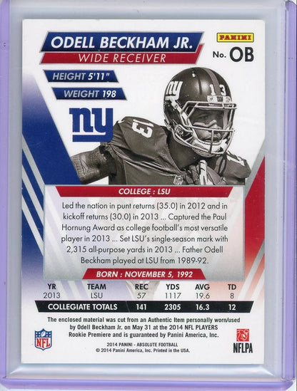 Odell Beckham Jr. 2014 Panini Absolute Quad Relic RC #'d 010/249