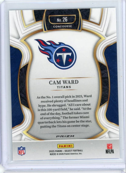Cam Ward 2025 Panini Select silver prizm rookie card