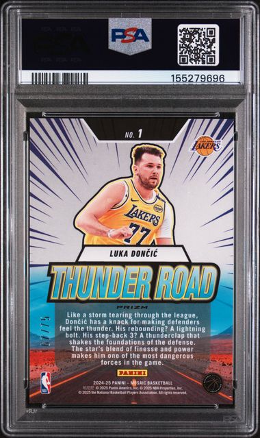 Luka Doncic 2024 Panini Mosaic Thunder Road Red Flourescent #'d 67/75 PSA 9