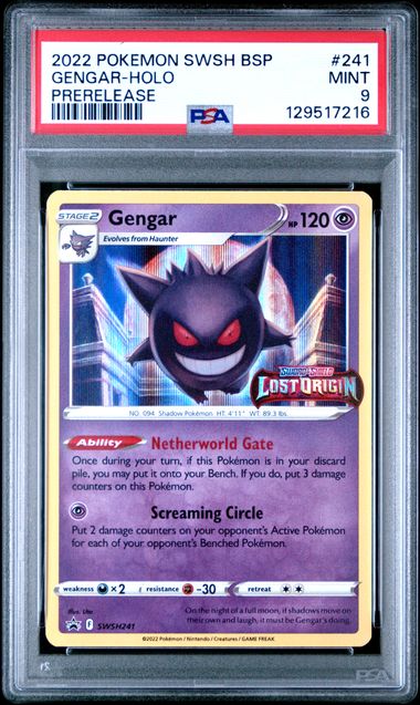 Gengar Pokémon 2022 Lost Origin Prerelease #SWSH241 PSA 9