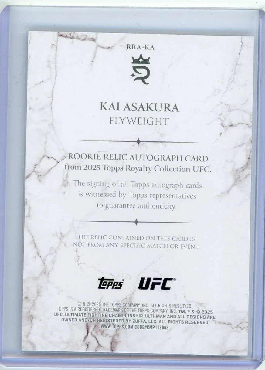 Kai Asakura 2025 Topps Royalty Collection Rookie Relic Autograph #'d 09/99