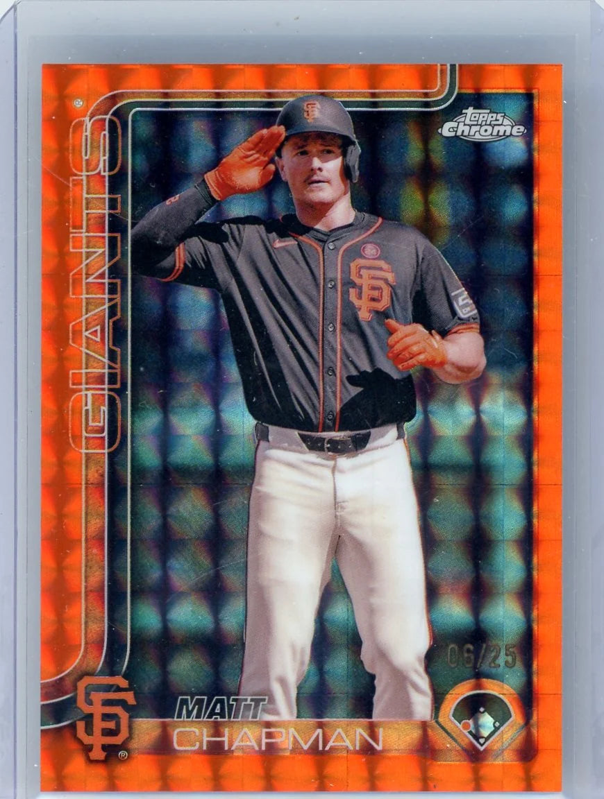Matt Chapman 2025 Topps Chrome Orange Geometric Refractor #'d 06/25