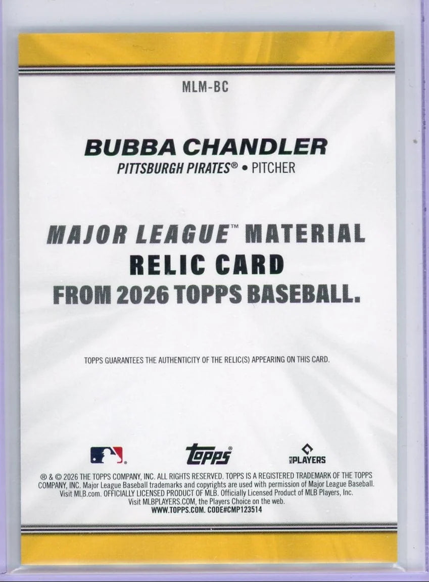 Bubba Chandler 2026 Topps Series 1 Rookie Patch