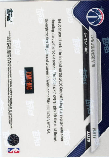 Tre Johnson III 2026 Topps NOW Rising Stars rookie card #RS11