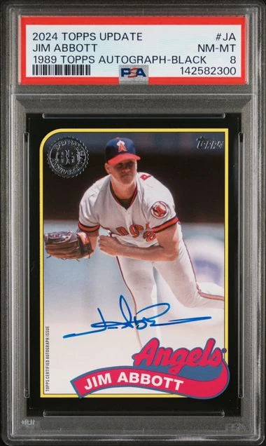 Jim Abbott 2024 Topps Update Series 1989 35th Anniversary Auto Black #'d 147/199 PSA 8