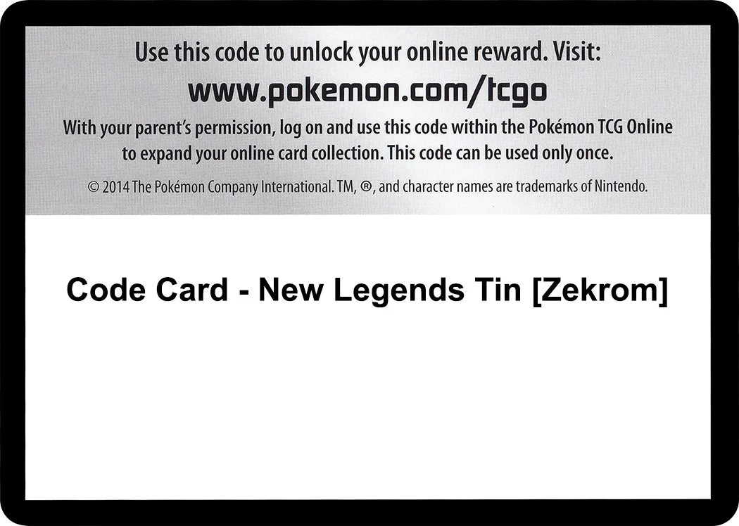 Code Card - New Legends Tin [Zekrom] (Black and White) (BLW)