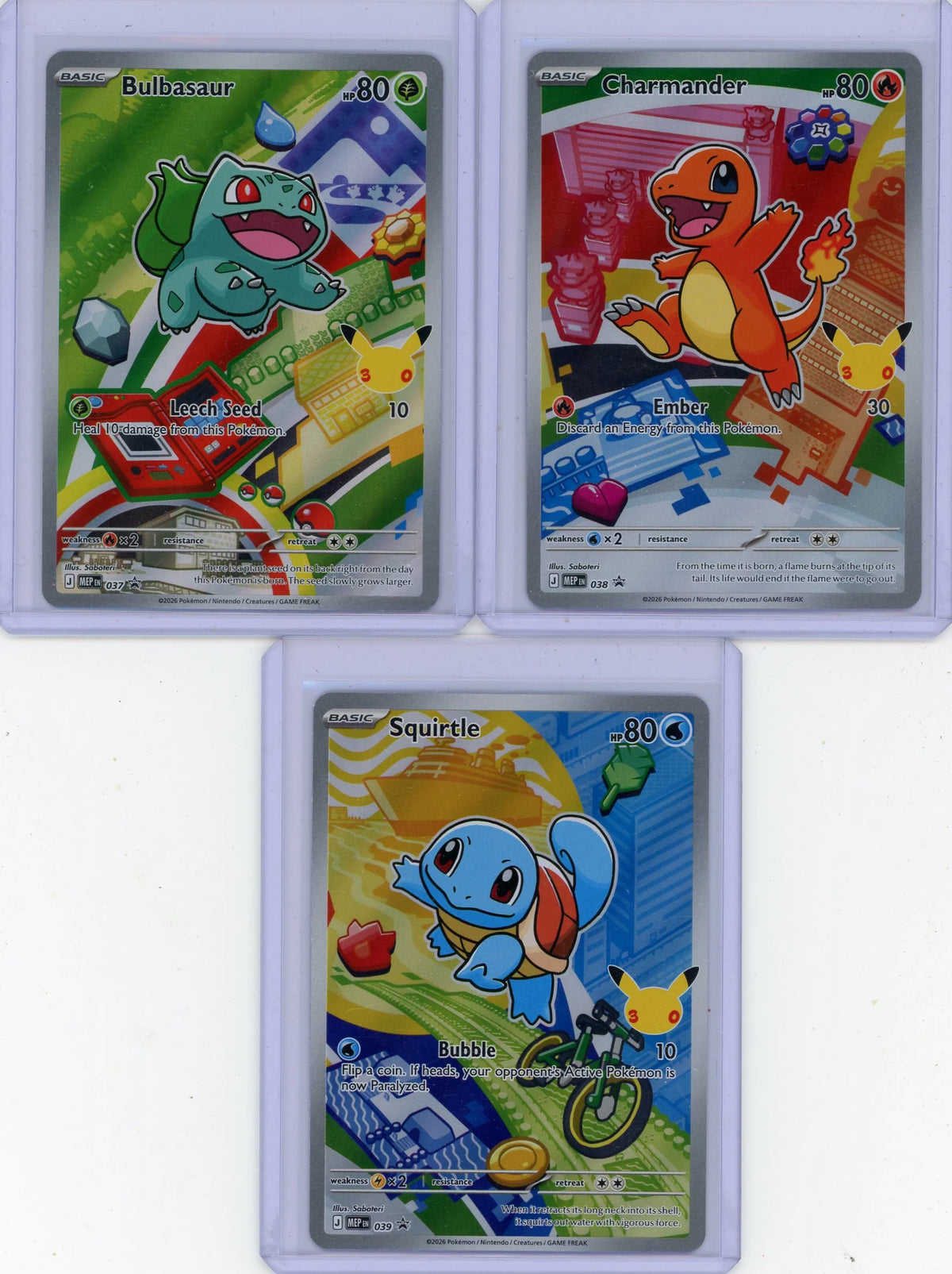 Bulbasaur/Charmander/Squirtle 2026 Pokémon First Partner Promos 2026 #037-039