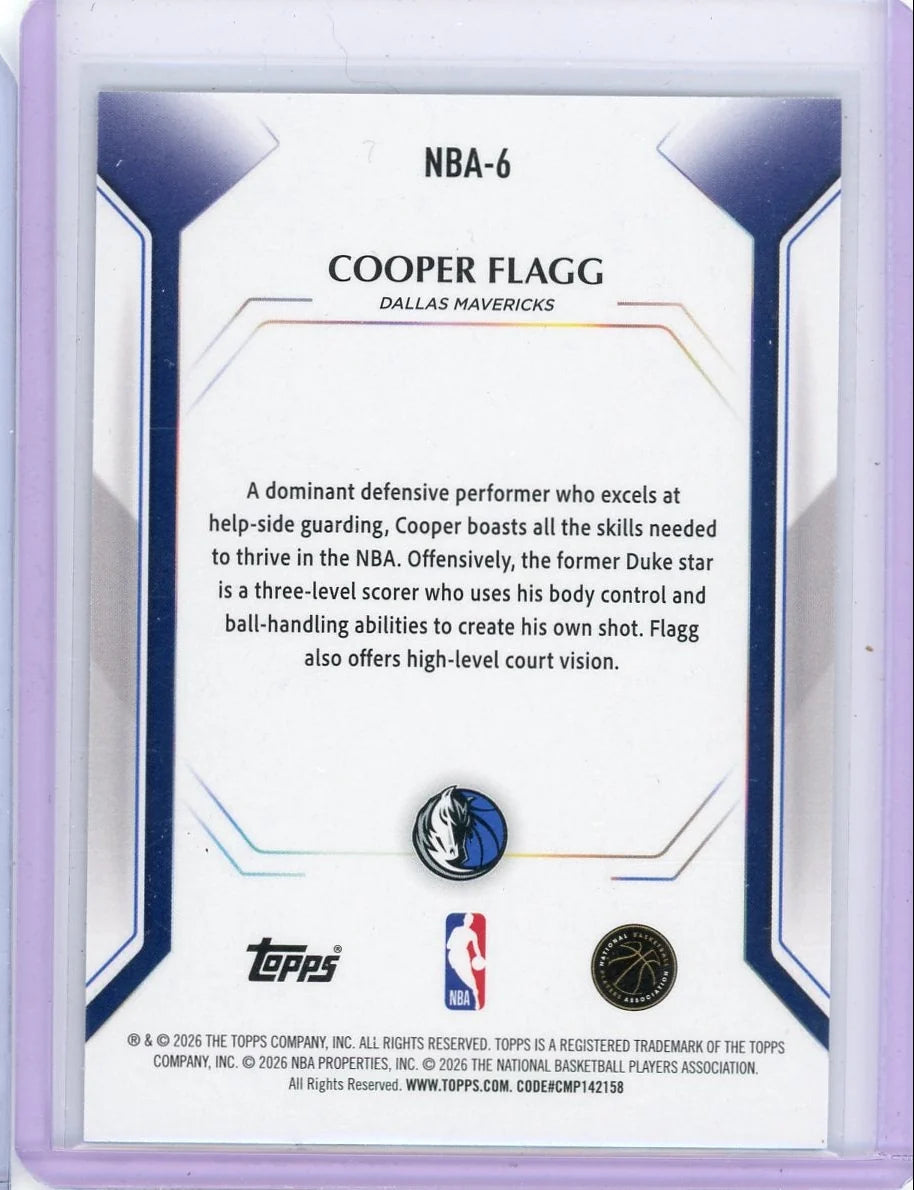 Cooper Flagg 2026 Topps Collectors Kit rookie card #NBA6