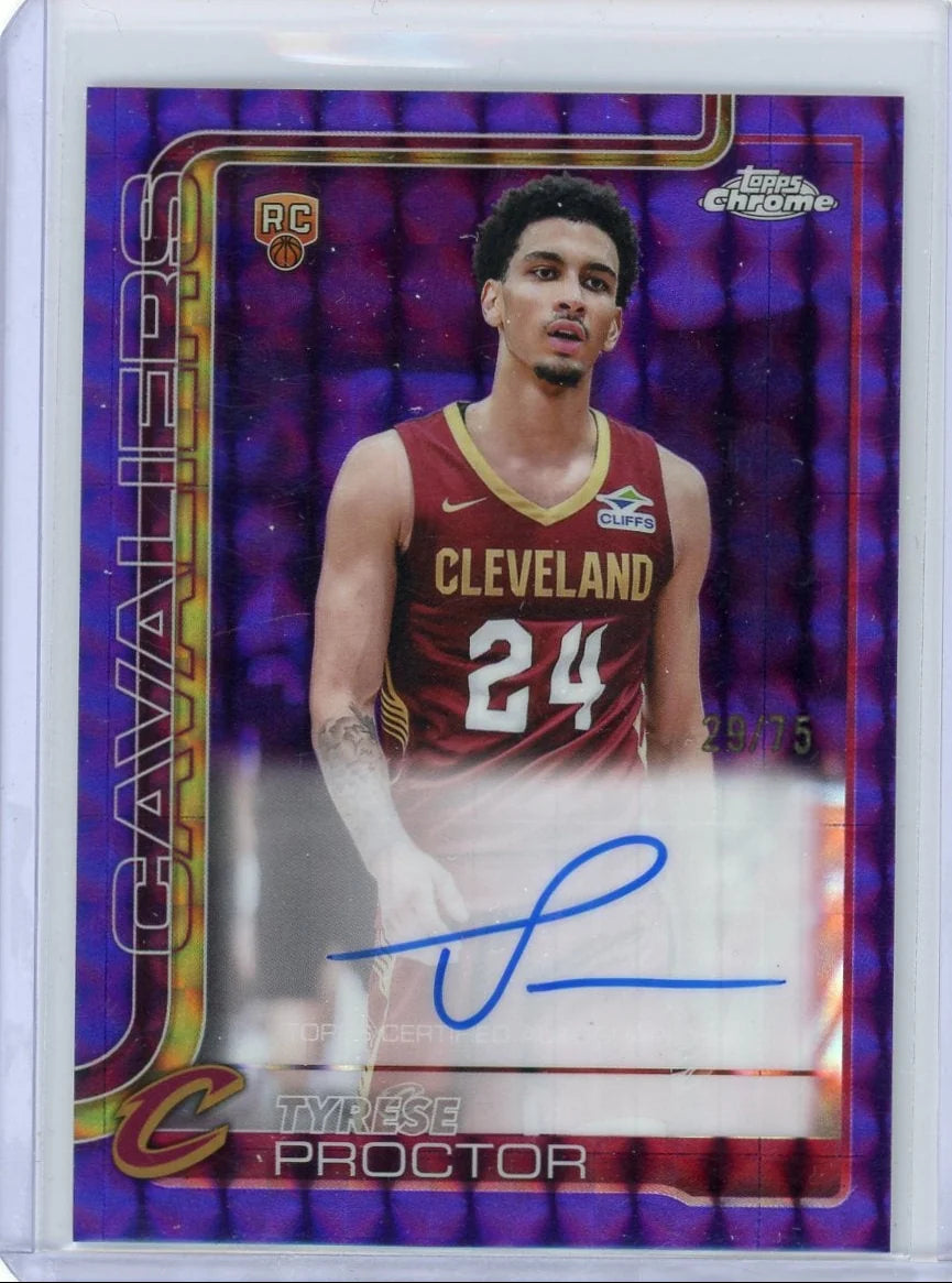 Tyrese Proctor 2025 Topps Chrome Basketball Purple Geometric Rookie Autograph #'d 29/75