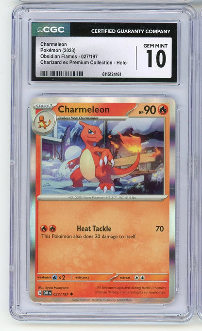 Charmeleon 2023 Pokemon Obsidian Flames ex Premium Collection holo #027/197 CGC 10