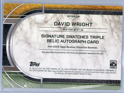 David Wright 2025 Topps Museum Collection Triple Relic Autograph #'d 7/75