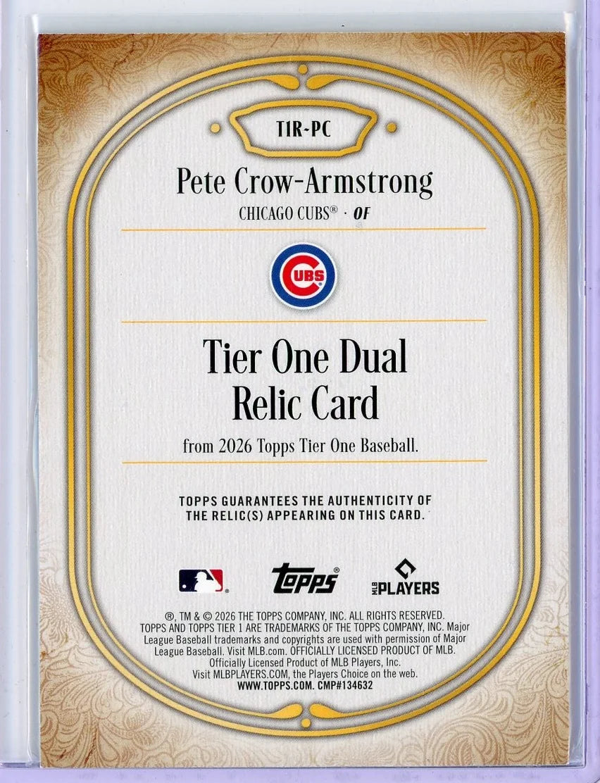 Pete Crow-Armstrong 2026 Topps Tier One Dual Relic #TIR-PC #'d /99