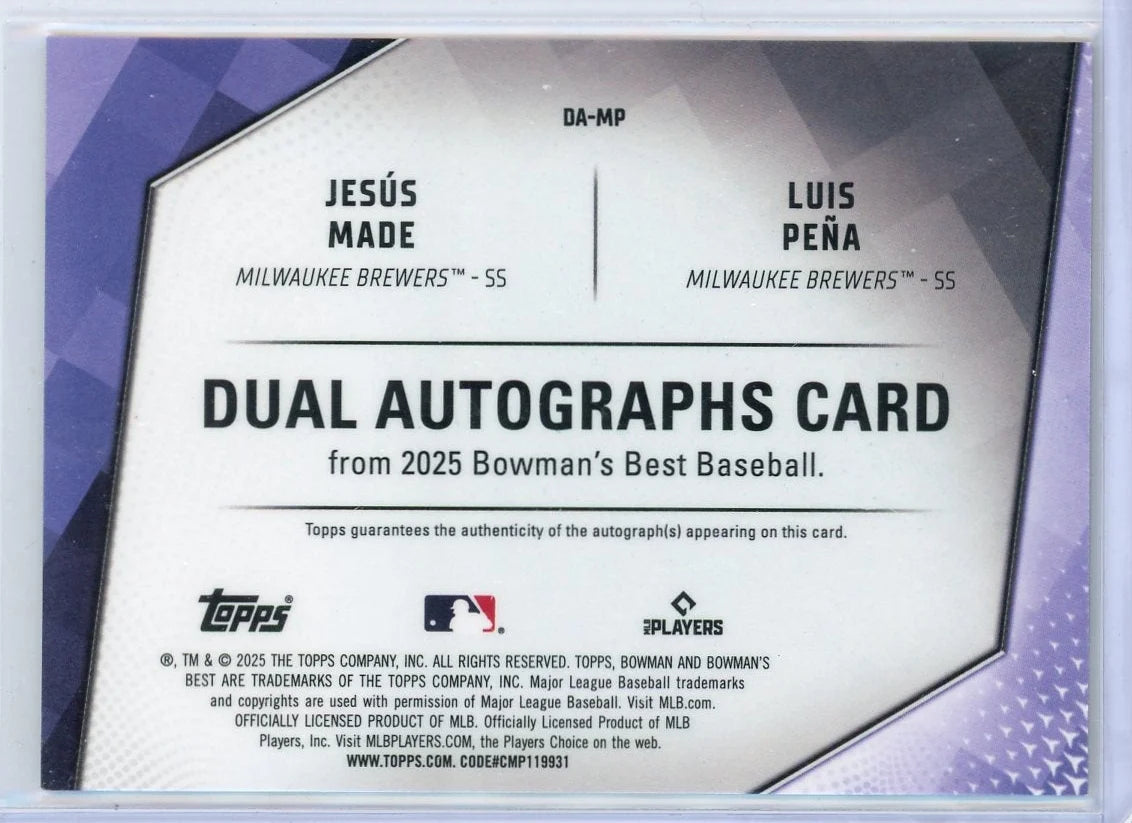 Jesus Made & Luis Pena 2025 Bowman's Best Dual Autograph #'d /50