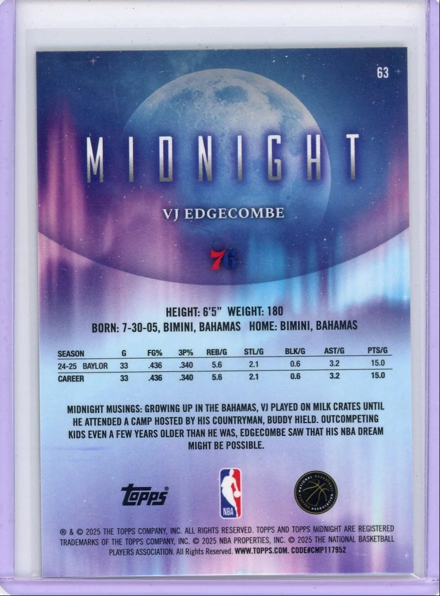VJ Edgecombe 2025-26 Topps Midnight RC
