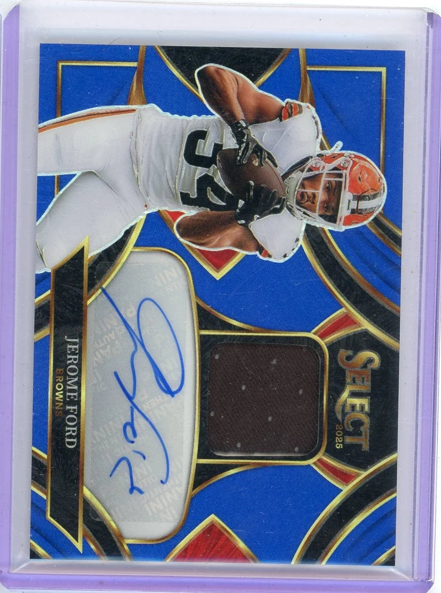 Jerome Ford 2025 Panini Select Signature Materials Blue Prizm #'d 081/149