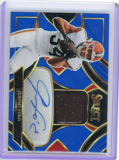 Jerome Ford 2025 Panini Select Signature Materials Blue Prizm #'d 081/149