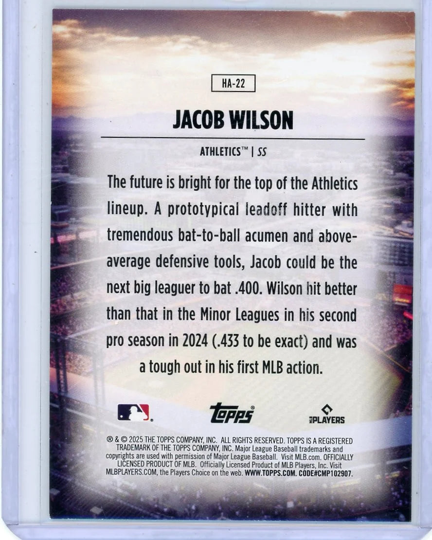 Jacob Wilson 2025 Topps Home Field Advantage rookie card SSP