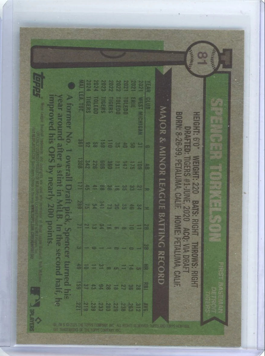 Spencer Torkelson 2025 Topps Heritage Chrome Refractor #'d 39/76