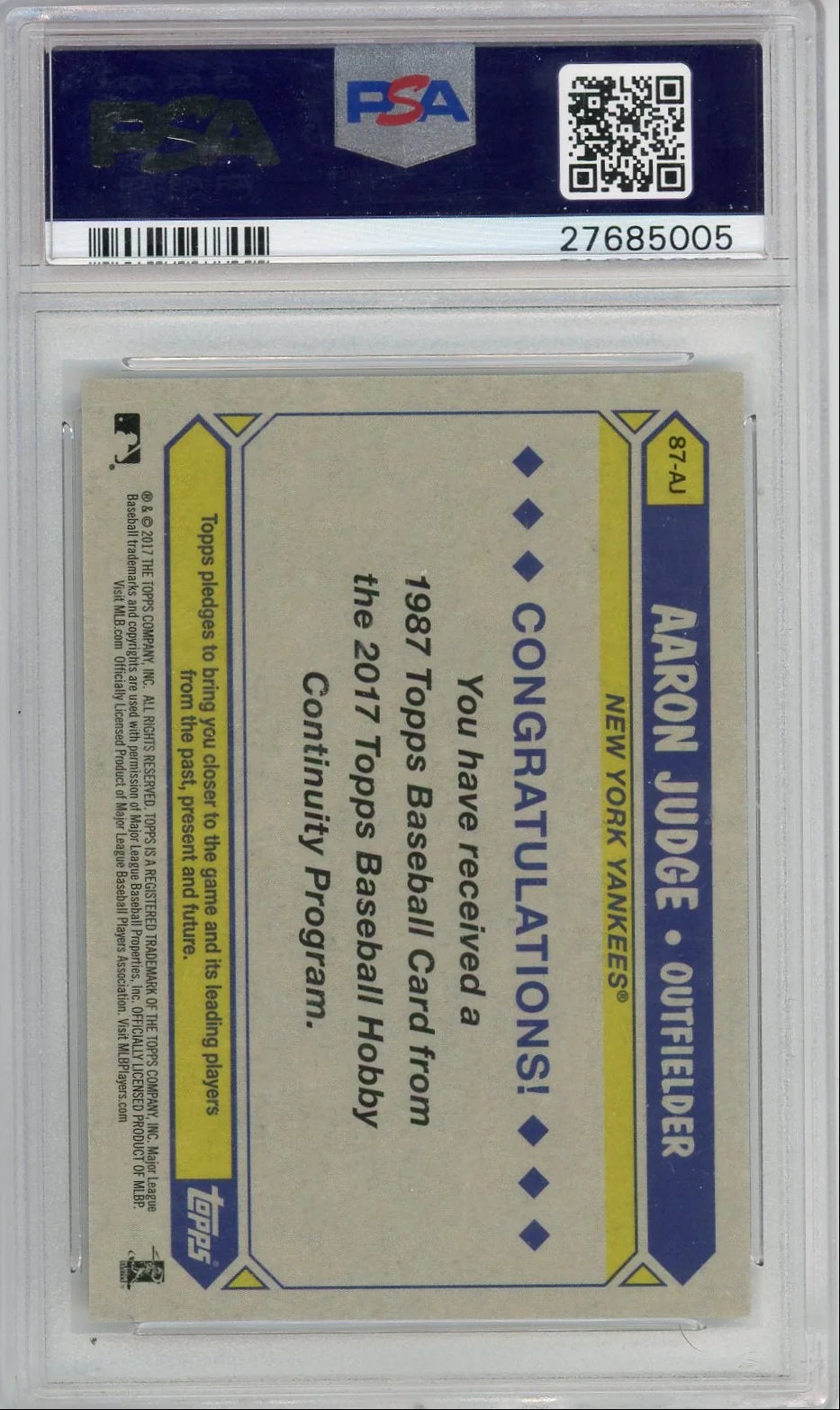 Aaron Judge 2017 Topps Silver Pack Rookie PSA 9