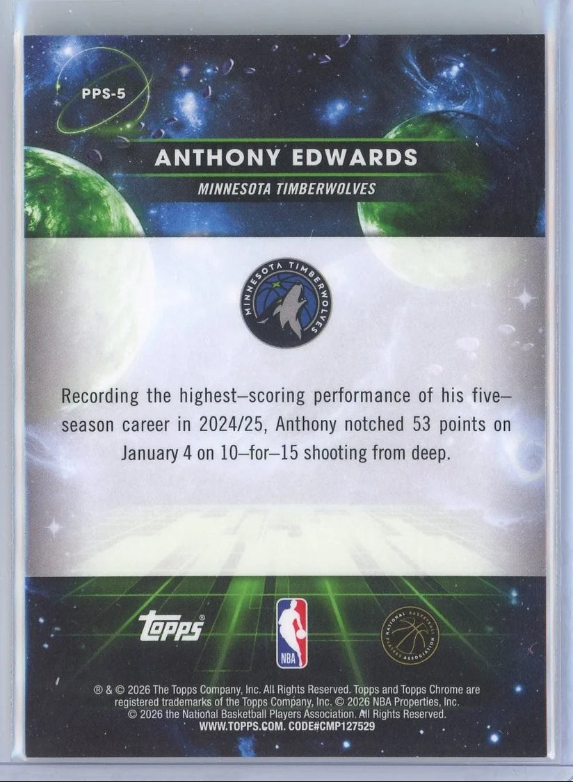 Anthony Edwards 2025 Topps Cosmic Chrome Planetary Pursuit Sun
