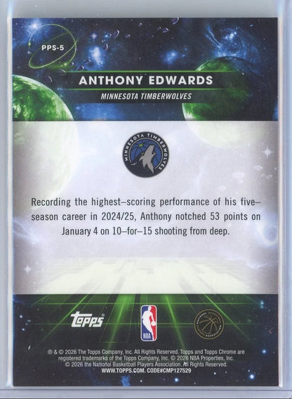 Anthony Edwards 2025 Topps Cosmic Chrome Planetary Pursuit Sun