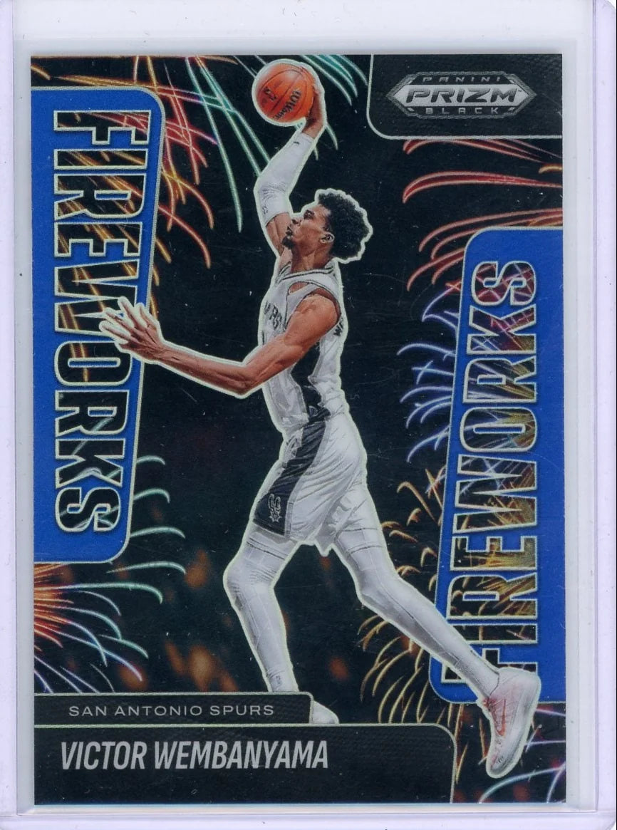 Victor Wembanyama 2025 Panini Prizm Black Fireworks #'d 193/199