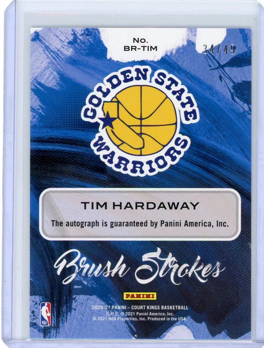 Tim Hardaway 2020-21 Panini Court Kings Brush Strokes Ruby Auto #'d 34/49