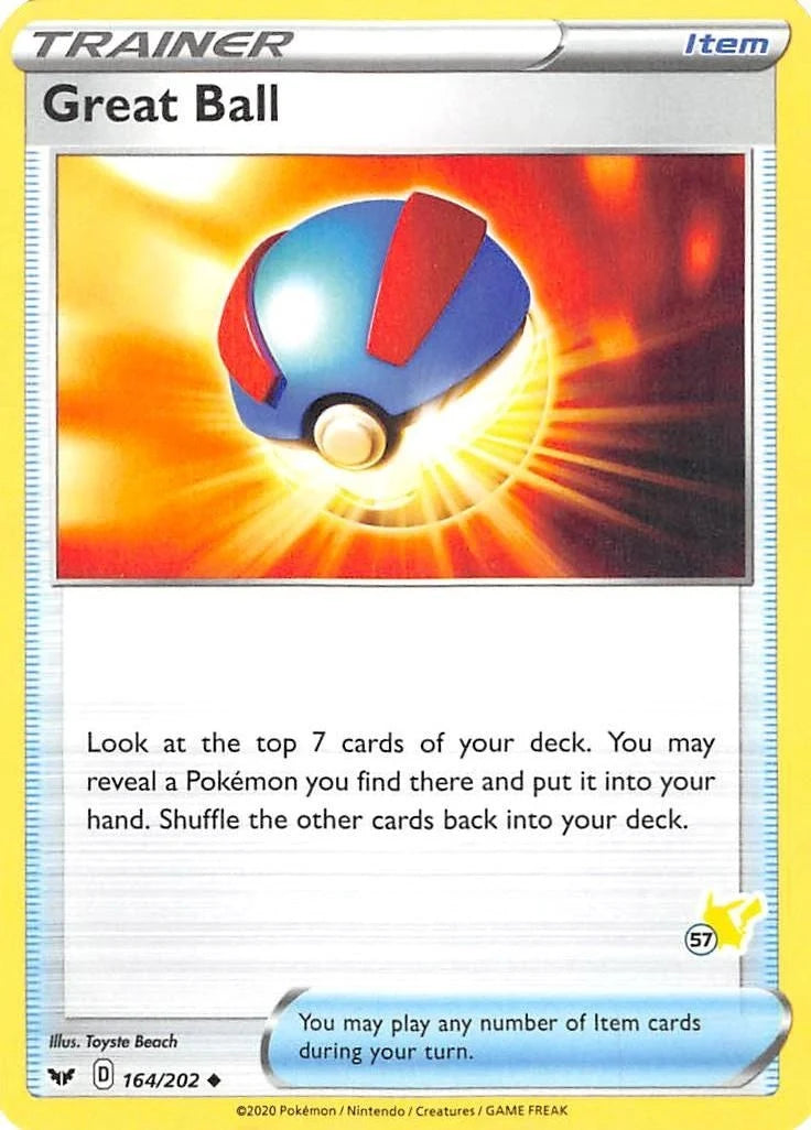 Great Ball - 164/202 (#57 Pikachu Stamped) (164/202) (Battle Academy 2022) (BA22)