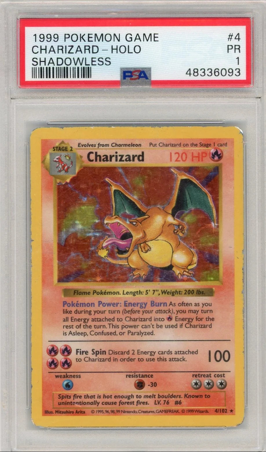 Charizard Pokémon Holo PSA 1 (Shadowless) #4/102