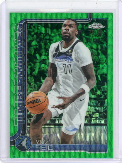 Naz Reid 2025 Topps Chrome Green Wave Refractor #'d 75/99