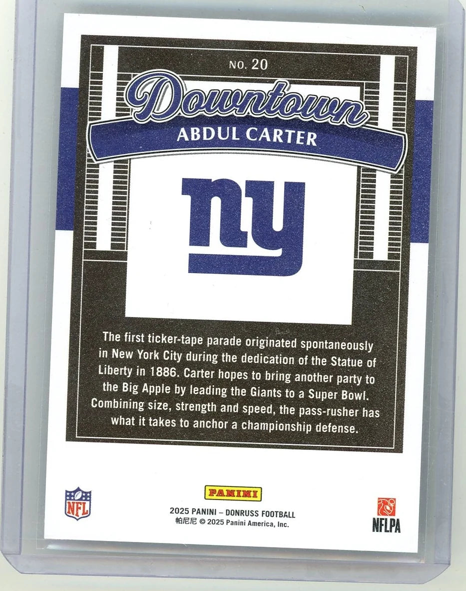 Abdul Carter 2025 Panini Donruss Downtown