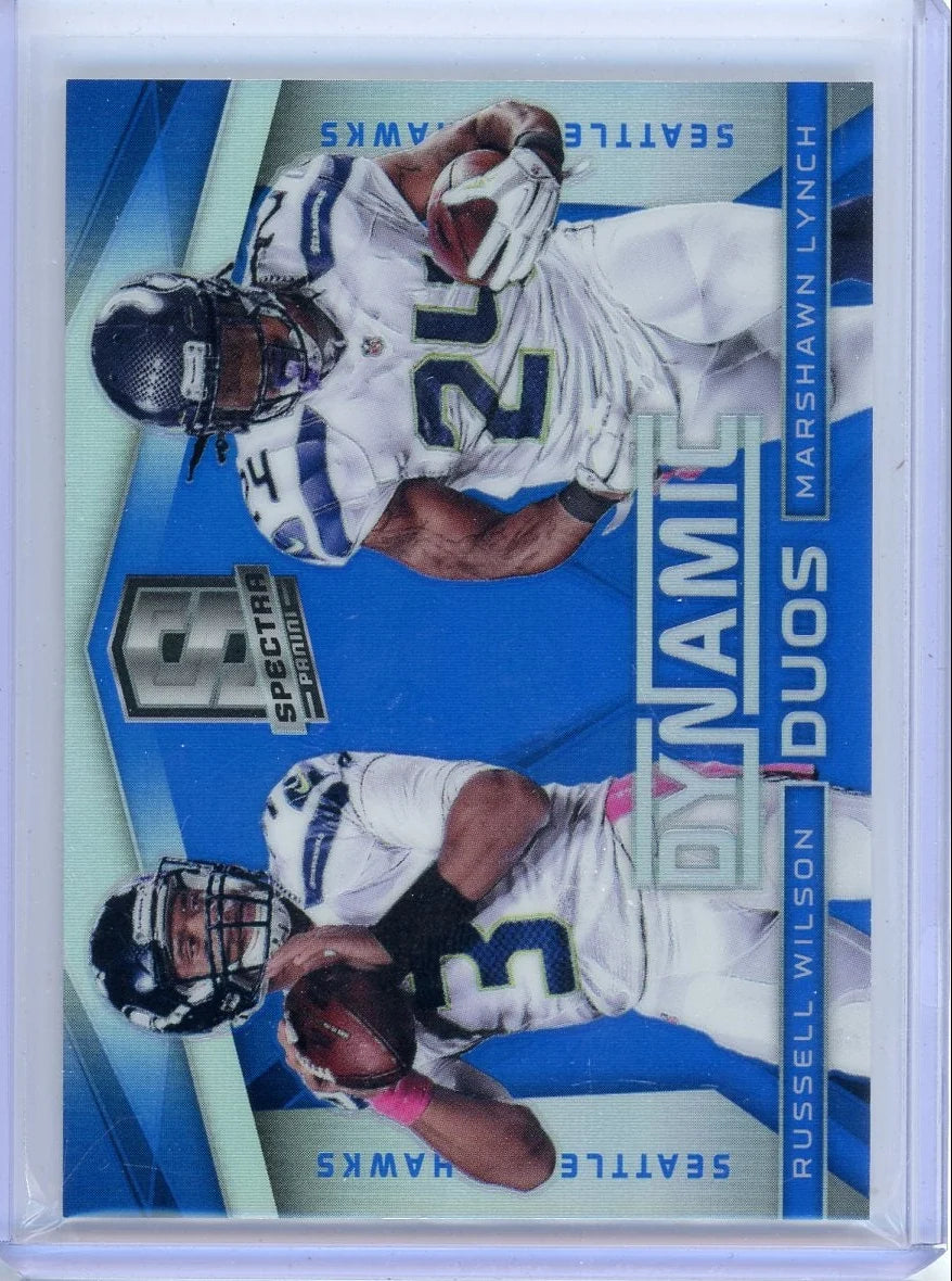 Russell Wilson Marshawn Lynch 2014 Panini Spectra Dynamic Duos #'d 37/49