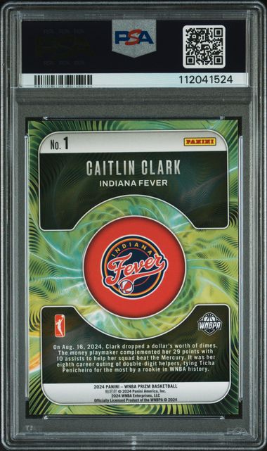 Caitlin Clark 2024 Panini Prizm WNBA Fractal RC PSA 10