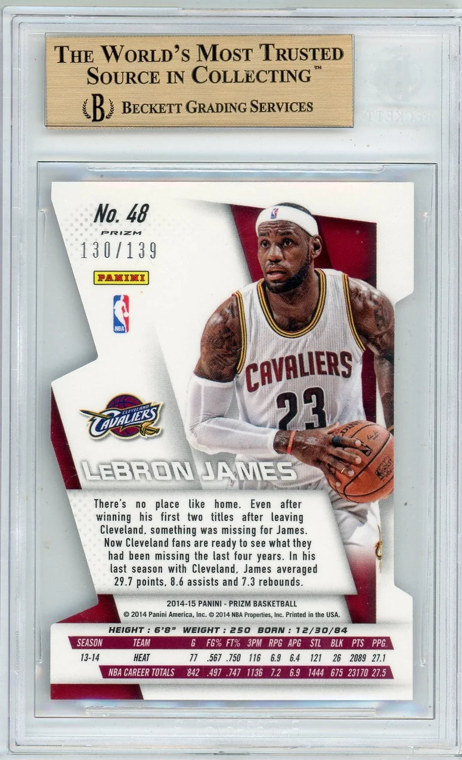 LeBron James 2014-15 Panini Prizm Die-Cut Purple #'d 130/139 BGS 9.5