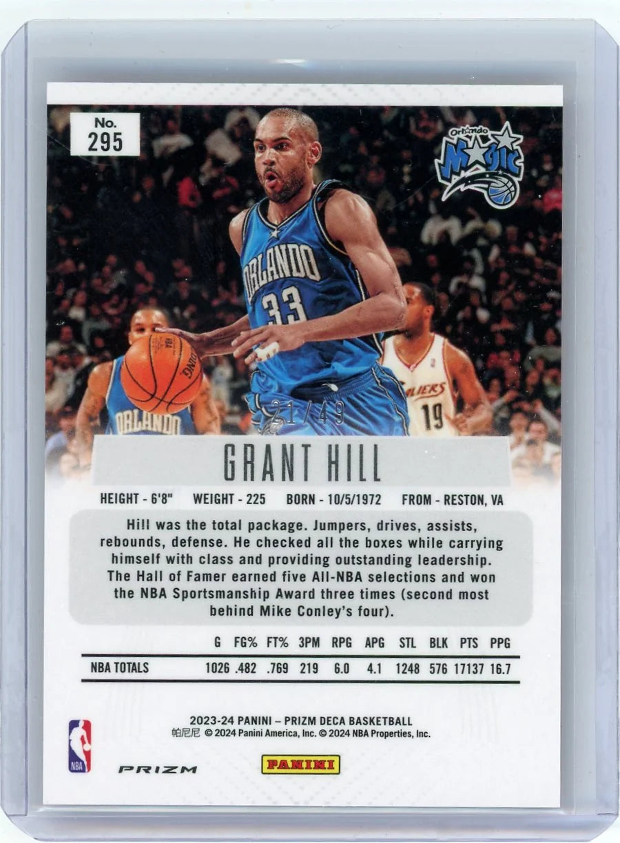 Grant Hill 2023-24 Panini Prizm Deca Orange Prizm #'d 21/49