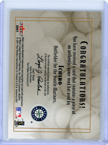 Ichiro 2001 Fleer Diamond Cuts Game Used Relic