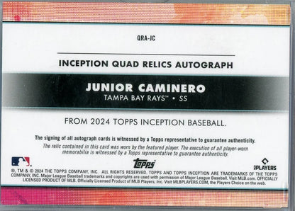 Junior Caminero 2024 Topps Inception RPA quad relics #'d 11/25
