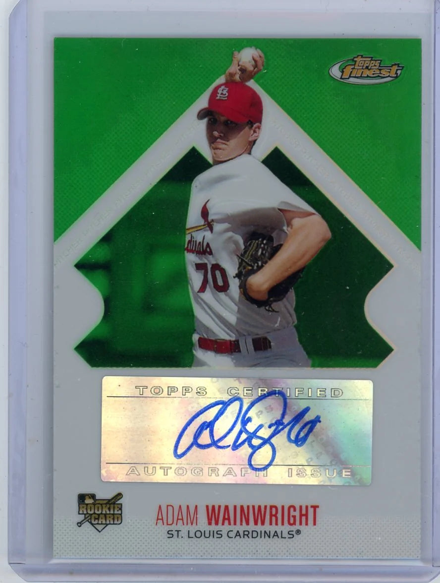 Adam Wainwright 2006 Topps Finest Green Refractor Auto #'d 072/199